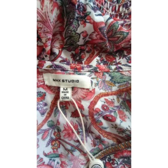 Max Studio Womens Size Medium Floral Boho Blouse - NWT - Picture 5 of 8